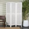 imageDeco 79 Mango Wood Geometric Partition Room Divider Screen Cutout 3 Panel Privacy Screen Room Partition 54quot x 1quot x 72quot White