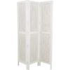 imageDeco 79 Mango Wood Geometric Partition Room Divider Screen Cutout 3 Panel Privacy Screen Room Partition 54quot x 1quot x 72quot White