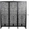 imageDeco 79 Wooden Floral Handmade Partition Room Divider Screen Large Flat Freestanding Carved Privacy Screen with 4 Feet Room Partition 71quot x 14quot x 72quot BlackBlack