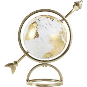 imageDeco 79 Aluminum Metal EducationalGeographic Earth Globe Decorative World Globe with White Center Desk Globe 14quot x 7quot x 15quot GoldCONVENIENTLY SIZED