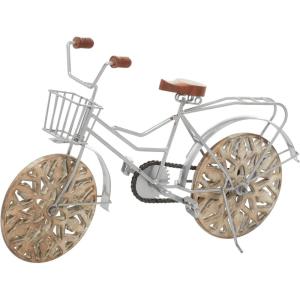 imageDeco 79 Metal Bike Decorative Sculpture Home Decor Statues with Wood Wheels set of 2 Accent Figurines 4quot x 10quot x 8quot Multi ColoredBrown