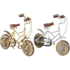 imageDeco 79 Metal Bike Decorative Sculpture Home Decor Statues with Wood Wheels set of 2 Accent Figurines 4quot x 10quot x 8quot Multi ColoredMulti Colored