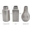imageDeco 79 Ceramic Geometric Decorative Vase Dimensional Textured Centerpiece Vases with Varying Shapes and Grid Patterns Set of 3 Flower Vases for Home Decoration 3quot W 8quot H CreamSilver
