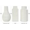 imageDeco 79 Ceramic Geometric Decorative Vase Dimensional Textured Centerpiece Vases with Varying Shapes and Grid Patterns Set of 3 Flower Vases for Home Decoration 3quot W 8quot H CreamCream