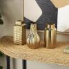 imageDeco 79 Ceramic Geometric Decorative Vase Dimensional Textured Centerpiece Vases with Varying Shapes and Grid Patterns Set of 3 Flower Vases for Home Decoration 3quot W 8quot H CreamGold