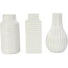 imageDeco 79 Ceramic Geometric Decorative Vase Dimensional Textured Centerpiece Vases with Varying Shapes and Grid Patterns Set of 3 Flower Vases for Home Decoration 3quot W 8quot H CreamCream