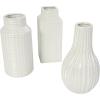 imageDeco 79 Ceramic Geometric Decorative Vase Dimensional Textured Centerpiece Vases with Varying Shapes and Grid Patterns Set of 3 Flower Vases for Home Decoration 3quot W 8quot H CreamCream