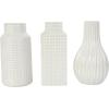 imageDeco 79 Ceramic Geometric Decorative Vase Dimensional Textured Centerpiece Vases with Varying Shapes and Grid Patterns Set of 3 Flower Vases for Home Decoration 3quot W 8quot H CreamCream