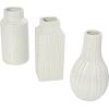 imageDeco 79 Ceramic Geometric Decorative Vase Dimensional Textured Centerpiece Vases with Varying Shapes and Grid Patterns Set of 3 Flower Vases for Home Decoration 3quot W 8quot H CreamCream