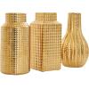 imageDeco 79 Ceramic Geometric Decorative Vase Dimensional Textured Centerpiece Vases with Varying Shapes and Grid Patterns Set of 3 Flower Vases for Home Decoration 3quot W 8quot H CreamGold