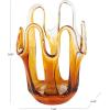 imageDeco 79 Glass Abstract Decorative Vase Ombre Centerpiece Vase with Wavy Oval Cutouts Flower Vase for Home Decoration 9quot x 8quot x 12quot OrangeOrange