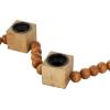 imageDeco 79 Mango Wood Decorative Candle Holder Garland Candle Stand with Tassel Candlestick Holder 50quot x 2quot x 2quot Brown