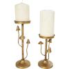 imageDeco 79 Metal Abstract Decorative Candle Holder Mushroom Inspired Candle Stand Set of 2 Candlestick Holder 10quot 7quot H Gold2 PIECES SMALL SIZE