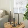 imageDeco 79 Metal Decorative Candle Holder Slim Minimalistic Candle Stand with Tapered Bases Set of 2 Candlestick Holder 15quot 12quot H BlackBlack
