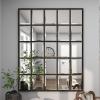 imageDeco 79 Metal Room Wall Mirror Window Pane Inspired Grid Entryway Mirror Wall Mounted Mirror 56quot x 1quot x 44quot BrownBrown