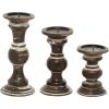 imageDeco 79 Wood Candle Holder Set of 3 6 8 10H Dark Brown