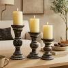 imageDeco 79 Wood Candle Holder Set of 3 6 8 10H Dark Brown