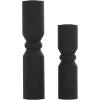 imageDeco 79 Wood Decorative Candle Holder Minimalistic Tapered Candle Stand Set of 2 Candlestick Holder 10quot 8quot H BlackBlack