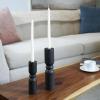 imageDeco 79 Wood Decorative Candle Holder Minimalistic Tapered Candle Stand Set of 2 Candlestick Holder 10quot 8quot H BlackBlack