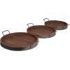 imageDeco 79 Wood Living Room Decor Tray Nesting Ottoman Tray with Black Metal Handles Set of 3 Serving Tray 22quot 19quot 18quot W BrownBrown