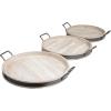 imageDeco 79 Wood Living Room Decor Tray Nesting Ottoman Tray with Black Metal Handles Set of 3 Serving Tray 22quot 19quot 18quot W BrownCream
