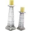 imageThe Novogratz Glass Handmade Bubble Pillar Candle Holder Set of 2 11quot 14quotH GrayClear