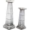 imageThe Novogratz Glass Handmade Bubble Pillar Candle Holder Set of 2 11quot 14quotH GrayClear
