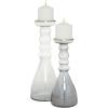 imageThe Novogratz Glass Handmade Bubble Pillar Candle Holder Set of 2 11quot 14quotH GrayGray
