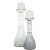 imageThe Novogratz Glass Handmade Bubble Pillar Candle Holder Set of 2 11quot 14quotH GrayGray