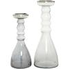 imageThe Novogratz Glass Handmade Bubble Pillar Candle Holder Set of 2 11quot 14quotH GrayGray