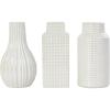 imageDeco 79 Ceramic Geometric Decorative Vase Dimensional Textured Centerpiece Vases with Varying Shapes and Grid Patterns Set of 3 Flower Vases for Home Decoration 3quot W 8quot H CreamCream
