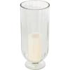 imageDeco 79 Glass Ribbed Fluted Candle Holder with Elevated Base 6quot x 6quot x 14quot Clear6 x 6 x 14