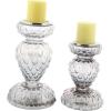 imageThe Novogratz Glass Handmade Bubble Pillar Candle Holder Set of 2 11quot 14quotH GrayClear