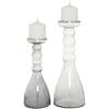 imageThe Novogratz Glass Handmade Bubble Pillar Candle Holder Set of 2 11quot 14quotH GrayGray