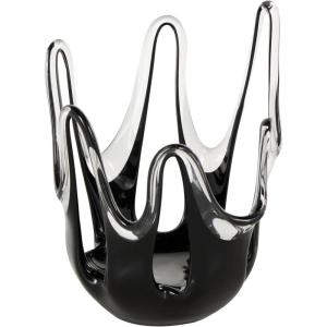 imageDeco 79 Glass Abstract Decorative Vase Ombre Centerpiece Vase with Wavy Oval Cutouts Flower Vase for Home Decoration 9quot x 8quot x 12quot OrangeBlack