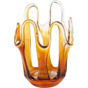 imageDeco 79 Glass Abstract Decorative Vase Ombre Centerpiece Vase with Wavy Oval Cutouts Flower Vase for Home Decoration 9quot x 8quot x 12quot OrangeOrange