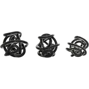 imageDeco 79 Glass Knot Decorative Sculpture Knotted Ball Home Decor Statues Set of 3 Accent Figurines 5quot 4quot 4quotW BlackBlack