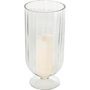 imageDeco 79 Glass Ribbed Fluted Candle Holder with Elevated Base 6quot x 6quot x 14quot Clear6 x 6 x 13