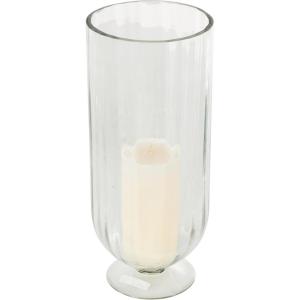imageDeco 79 Glass Ribbed Fluted Candle Holder with Elevated Base 6quot x 6quot x 14quot Clear6 x 6 x 14