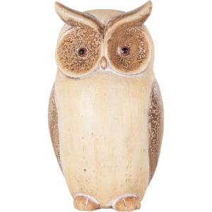 imageDeco 79 Magnesium Oxide Owl Decorative Garden Sculpture Garden Statue with Brown Accents Outdoor Sculpture 7quot x 6quot x 15quot Cream