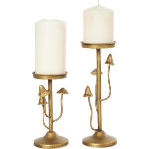 imageDeco 79 Metal Abstract Decorative Candle Holder Mushroom Inspired Candle Stand Set of 2 Candlestick Holder 10quot 7quot H Gold2 PIECES SMALL SIZE