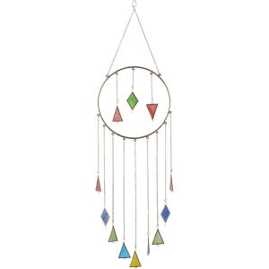 imageDeco 79 Metal Geometric Windchime with Stained Glass 12quot x 3quot x 44quot Multi Colored