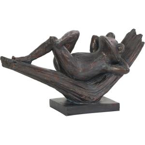 imageDeco 79 Resin Frog Decorative Sculpture Patina Relaxing Home Decor Statue Accent Figurine 16quot x 5quot x 9quot BronzeSMALL SIZE