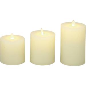 imageDeco 79 Wax Cylinder Flameless Candle with Remote Control Set of 3 3quot 4quot 5quotH White