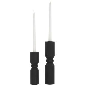 imageDeco 79 Wood Decorative Candle Holder Minimalistic Tapered Candle Stand Set of 2 Candlestick Holder 10quot 8quot H BlackBlack