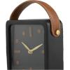imageDeco 79 Metal Decorative Clock Small Mantel Clock with Leather Handle and Hour Markers Tabletop Clock 7quot x 3quot x 8quot Black