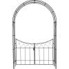 imageDeco 79 Metal Indoor Outdoor Arched Gate Garden Arbor with Lattice Work Sides 55quot x 14quot x 86quot BlackBlack