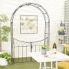 imageDeco 79 Metal Indoor Outdoor Arched Gate Garden Arbor with Lattice Work Sides 55quot x 14quot x 86quot BlackBlack
