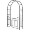imageDeco 79 Metal Indoor Outdoor Arched Gate Garden Arbor with Lattice Work Sides 55quot x 14quot x 86quot BlackBlack