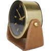 imageDeco 79 Stainless Steel Metal Clock with Leather Stand 7quot x 4quot x 7quot GoldGold